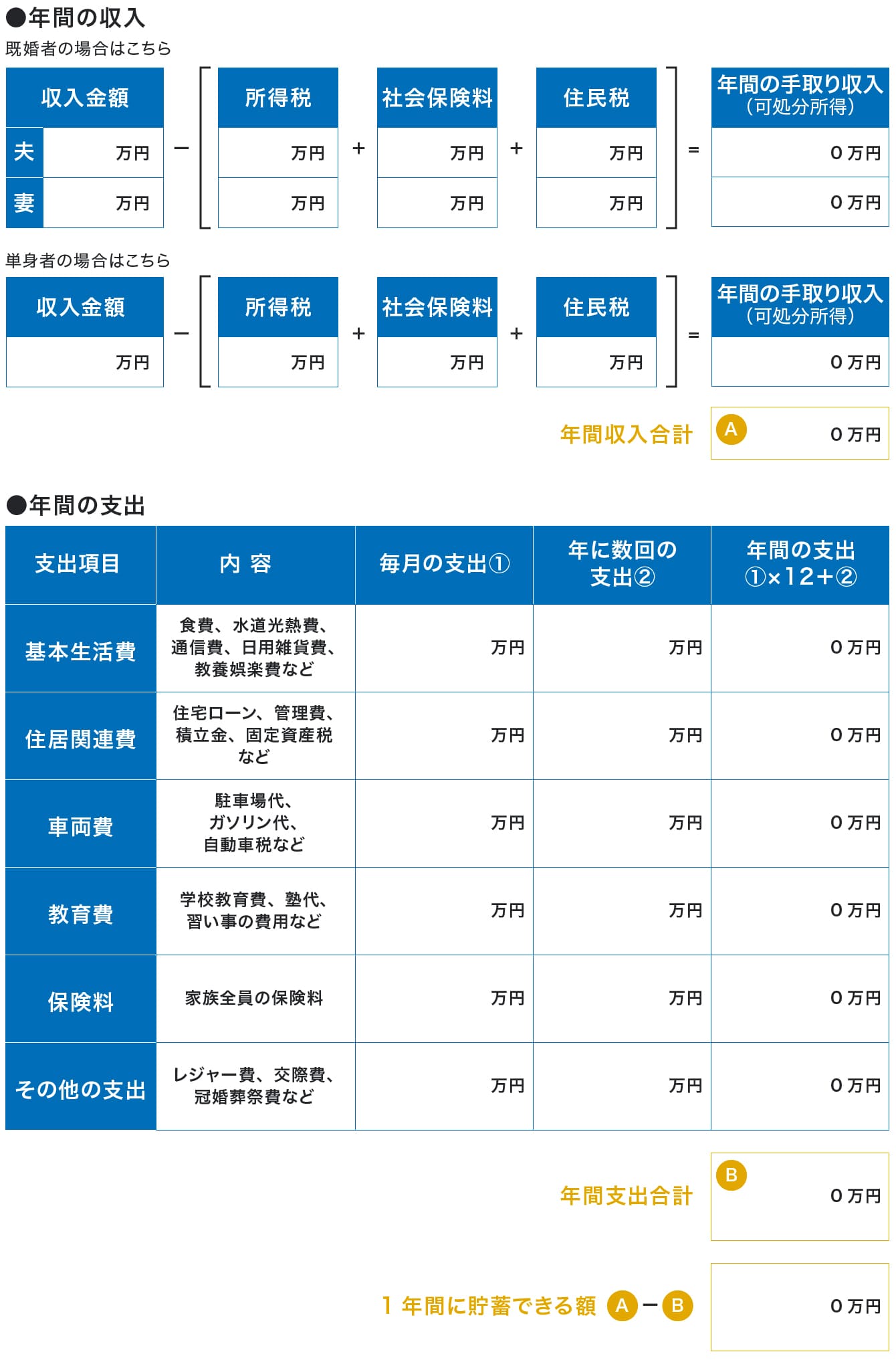 家計収支確認表