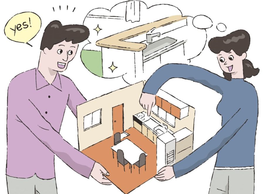 リフォームの内容に悩む男女